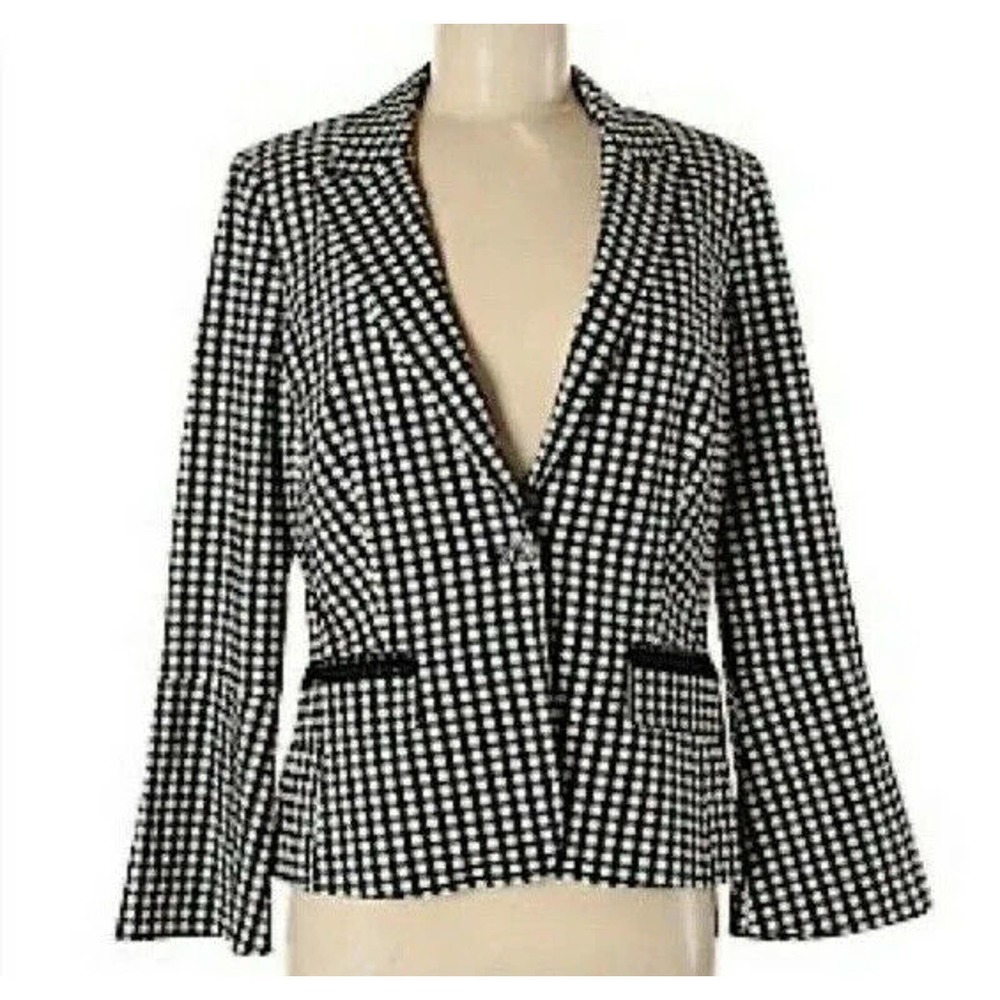 Nanette Lepore Black & White Gingham Blazer